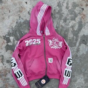 Men's Pink Embroidered Bomber Jacket